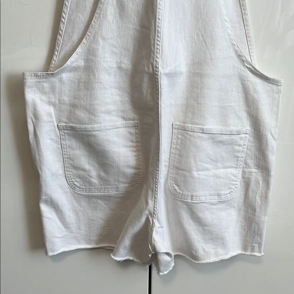 GAP Women's Oversize White Denim Overalls Raw Hem, Size L - Picture 6 of 11